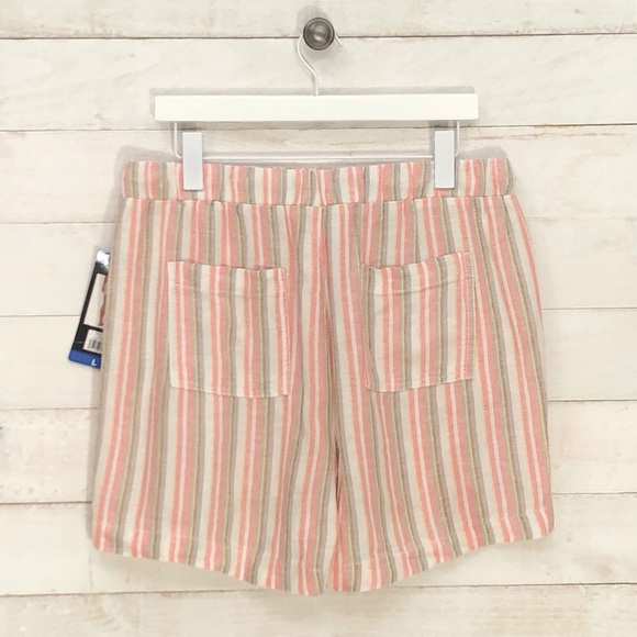 Briggs Wm's Linen Blend Short • Sz L • Pink Stripe • NWT - Picture 2 of 9